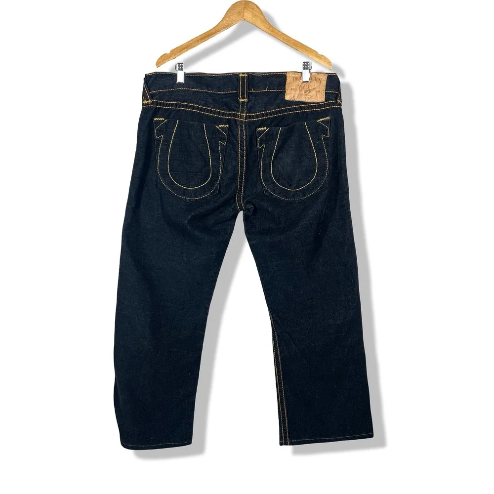 True Religion‎ Corduroy Pants Mens 36 Black Big T Stitch Baggy Y2K Streetwear
